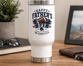Taza de viaje para entrenador de fútbol del Día del Padre / Acero inoxidable de 414 ml