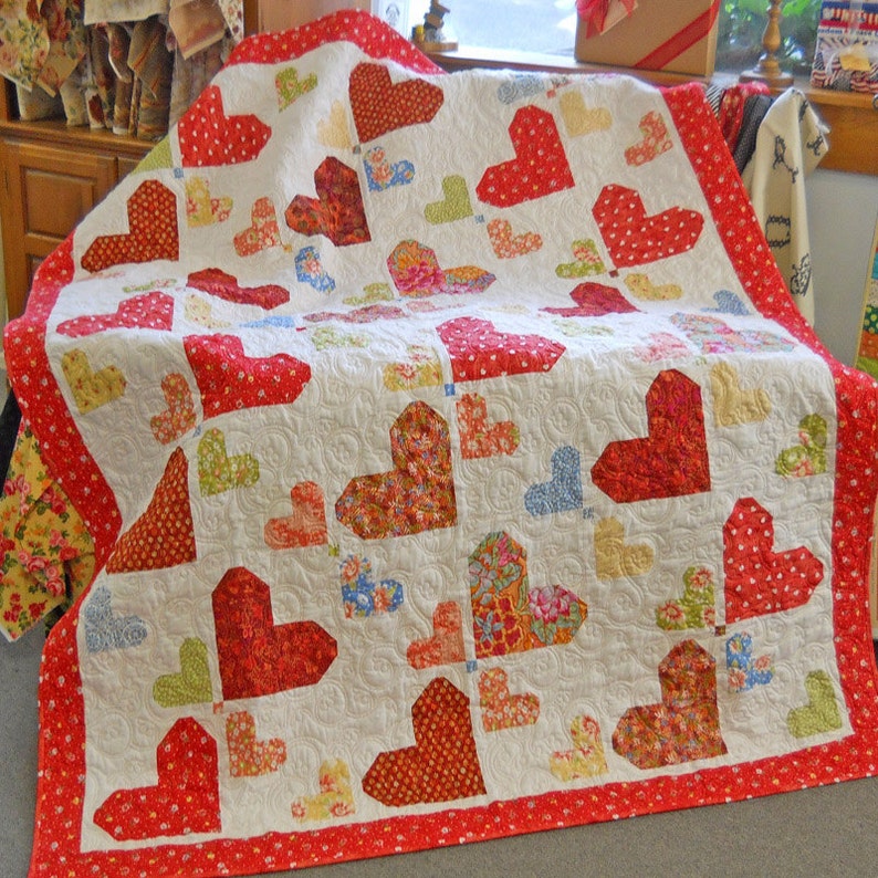 Random Hearts Quilt Kit Etsy