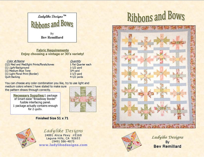 Ribbons and Bows PDF Pattern
