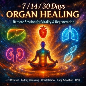 Distanshälsosession med energi | 7 14 30 dagar | Organavgiftning Lever Njurar Hjärta Lunga Mage | DNA-aktivering