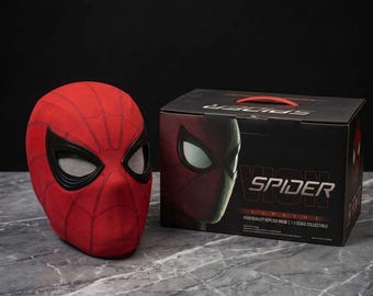 Interactive Spider-Man Mask | Chin-Control Blinking Eyes, Movie-Accurate Cosplay Headgear