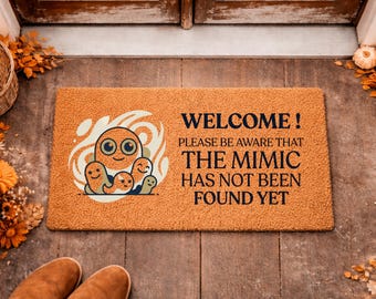 Funny DnD Doormat Mimic Warning | TTRPG Welcome Mat | Dungeon Master Gift | Fantasy Gamer Decor | Nerdy Door Mat
