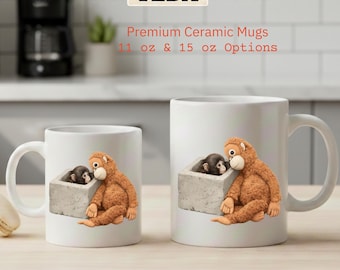 Retro Monkey Punch Mug, Distressed Baby Monkey Meme Coffee Cup