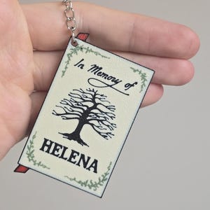 My Chemical Romance Helena Funeral Program Keychain, 3D Printed MCR Helena Mass Card Keyring, Elder Emo Gifts, Three Cheers Goth Music Merch