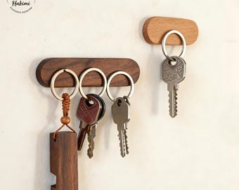 Magnetischer Schlüsselhalter, Walnuss-Buchenholz, Minimalistischer Schlüsselhalter, Modernes Schlüsselregal