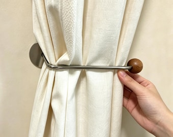 Curtain Holdback with Walnut Ball,Minimalist Modern Wall Hook,Tieback for Bedroom,Bathroom&Living Room