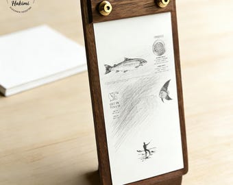 Massiver Nussbaum Menühalter mit Ständer, Holz Zwischenablage, Minimalistische Anzeigetafel, A4 A5 Cafe Bar Restaurant Schild