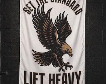 Home Gym Wall Flag – “Eagle Standard” Training Sign – Garage Banner for Discipline & Consistency