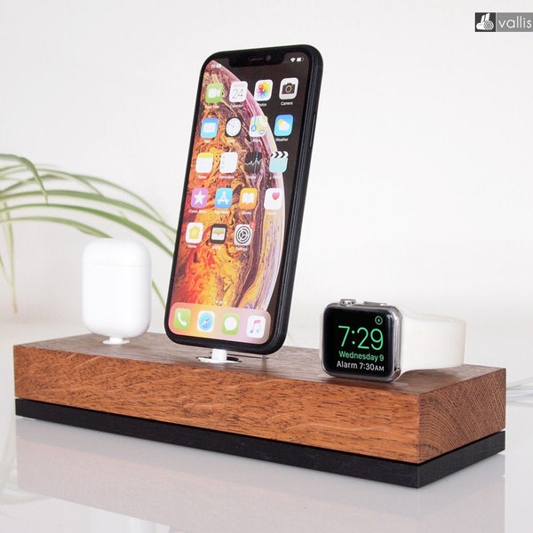 Apple Watch / iPhone / AirPods dock, iWatch, Apple Watch, nightstand dock, gift ideas, handmade quality, Apple organizer, handmade gift