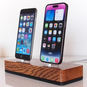 iPhone dual docking station, Android dual docking station, iPhone dock, Android dock, single handed docking, handmade, present, gift