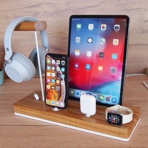 iPhone/iPad/iWatch/earbuds/headphone charging station - AirPods Max stand, Betas stand, Bose stand, Sony headphones stand, cable organizer