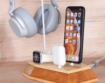 iPhone/iWatch/earbuds/headphone charging station - AirPods Max stand, Betas stand, Bose stand, Sony headphones stand, cable organizer