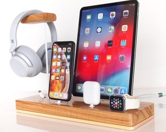 iPhone/iPad/iWatch dock/headphone stand, iPhone dock, iPad Air dock, iPad Pro dock, earbuds dock, headphones stand, headphones holder