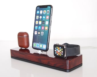 Apple cord organizer, Apple cable organizer - Watch / iPhone / AirPods dock, iWatch, Apple Watch, nightstand dock, handmade quality