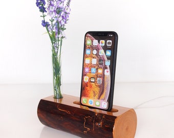 Unique wooden iPhone / Android charging station, nightstand, unique design, handmade quality, iPhone dock, Apple organizer, vase holder