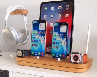 Premium Charging Station Handmade from Solid Wood - Apple Docking Station - Android docking station- Headphone Stand - Premium Power Station