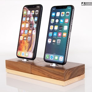 Universal iPhone / Android wooden dual docking station, iPhone charging station, Android charging, unique birthday present, handmade