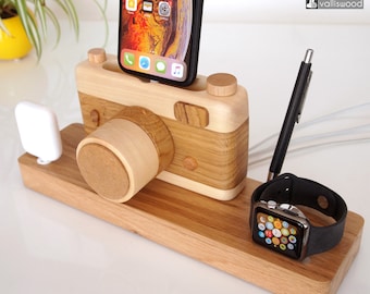 iWatch / iPhone / AirPods dock, cable organizer, photo gear, photographer gift, wooden gift, unique wooden gift,unique present