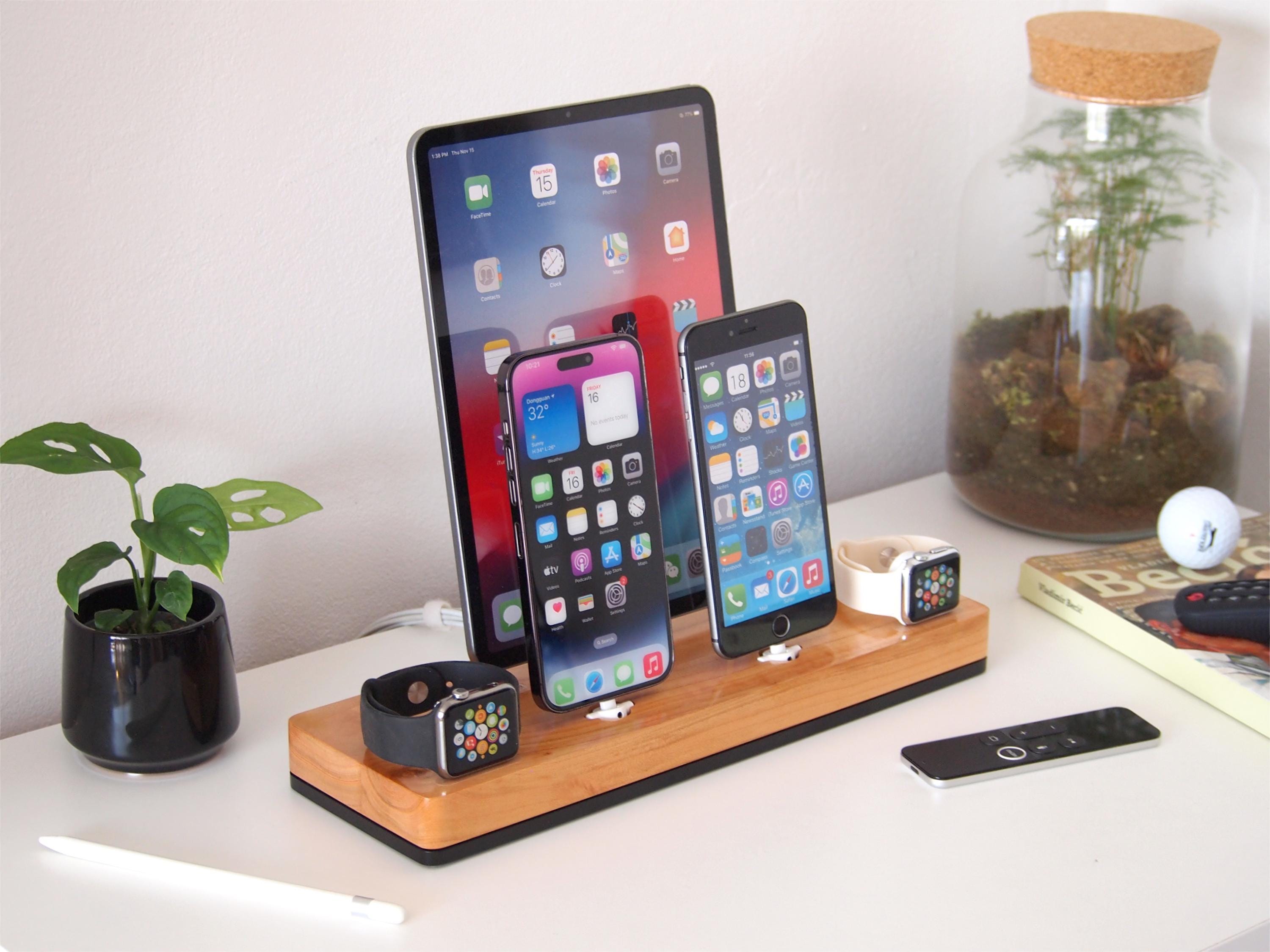 Apple Power Station Handmade From Hardwood, iPhone Docking, iPad