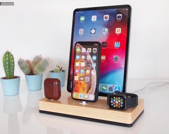 Apple organizer & charging station - Apple cable organizer and nightstand charging station - wooden gadget