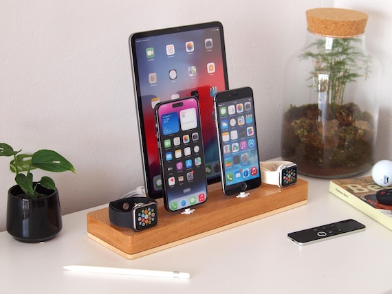Apple Power Station Handmade From Hardwood, iPhone Docking, iPad