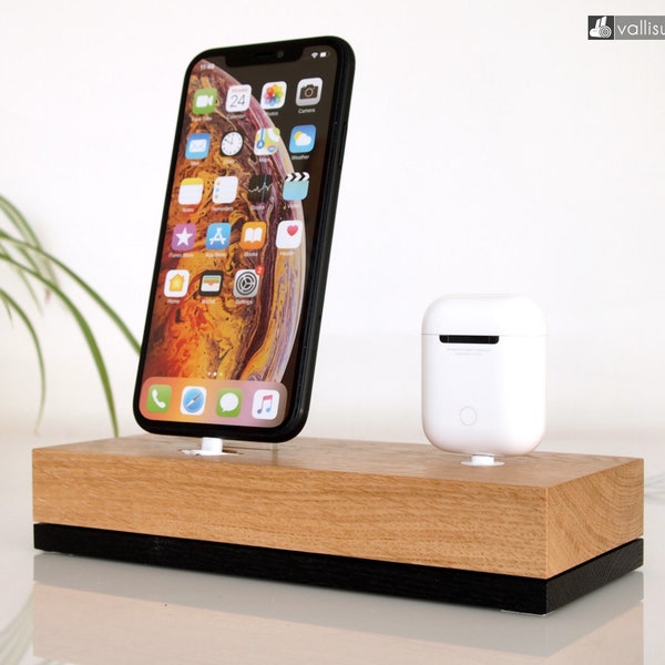 iPhone dock / AirPods charging dock, iPhone wooden dock, handcrafted quality, birthday gift, birthday present, unique wooden gadget