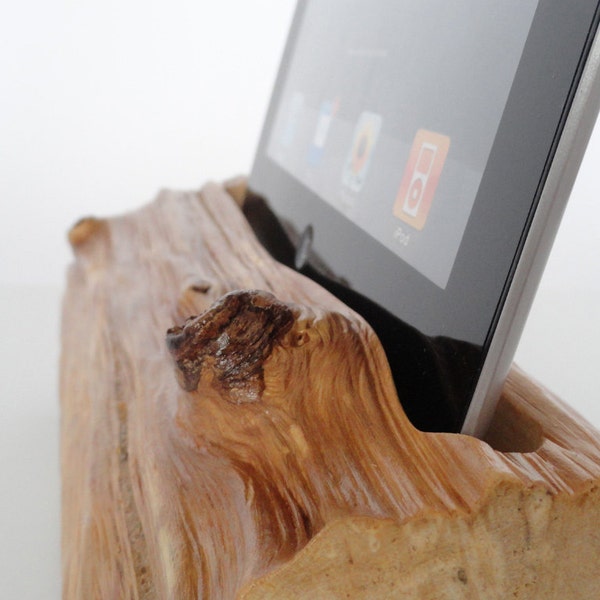 iPad one / iPad 2 wooden rustic docking station - sync, charge, can serve as holder / stand...