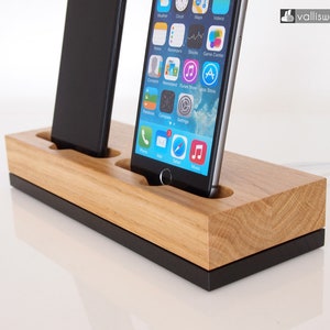 iPhone / Android dual docking station, wooden dock, handmade quality, Lg dock, Huawei docking station, Sony dock, Samsung dock, Unique gift