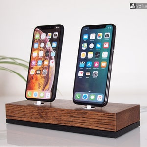 iPhone dual docking station, Android dual docking station, iPhone dock, Android dock, single handed docking, handmade, present, gift