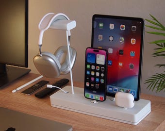 Docking Station Headphone Stand, iPhone Dock, Apple Watch Dock