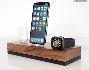 Apple Watch / iPhone / AirPods dock, iWatch, Apple Watch nightstand, gift ideas, handmade quality, iPhone dock, Apple organizer