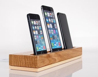 iPhone/Android triple docking station, handmade quality, iPhone compatible, Android compatible, universal charging station, unique present