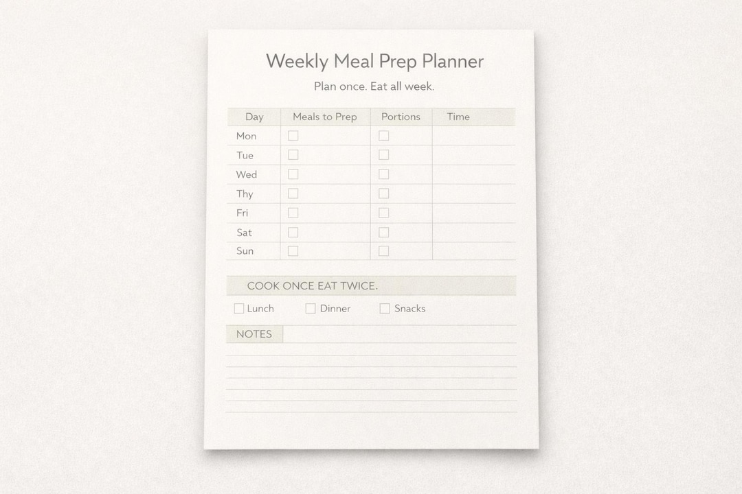 Weekly Meal Prep Planner Printable | Batch Cooking Planner | Healthy ...