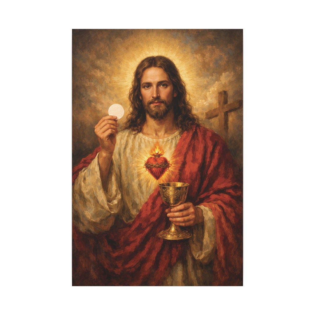 Sacred Heart of Jesus Eucharist Canvas Print, Catholic Wall Art ...
