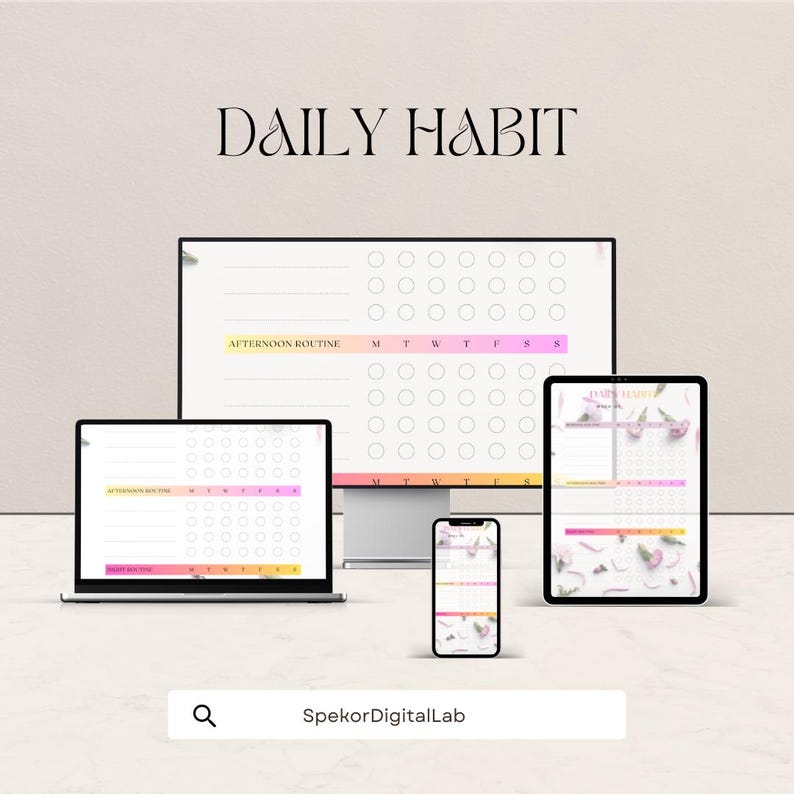 Daily Habit Tracker Printable | Morning Routine Planner PDF | 30 Day ...