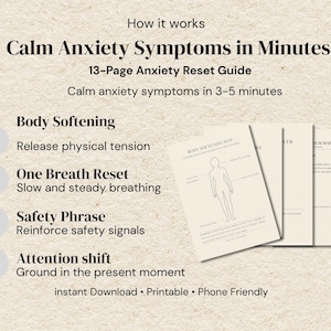 不安解消プリント、パニック発作対策、神経系リセットガイド、グラウンディングエクササイズ、不安症状の緩和、メンタルヘルスPDF