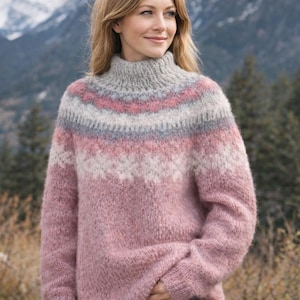 Oversized gebreide trui met kleurvlakken – hoogsluitende wintertrui