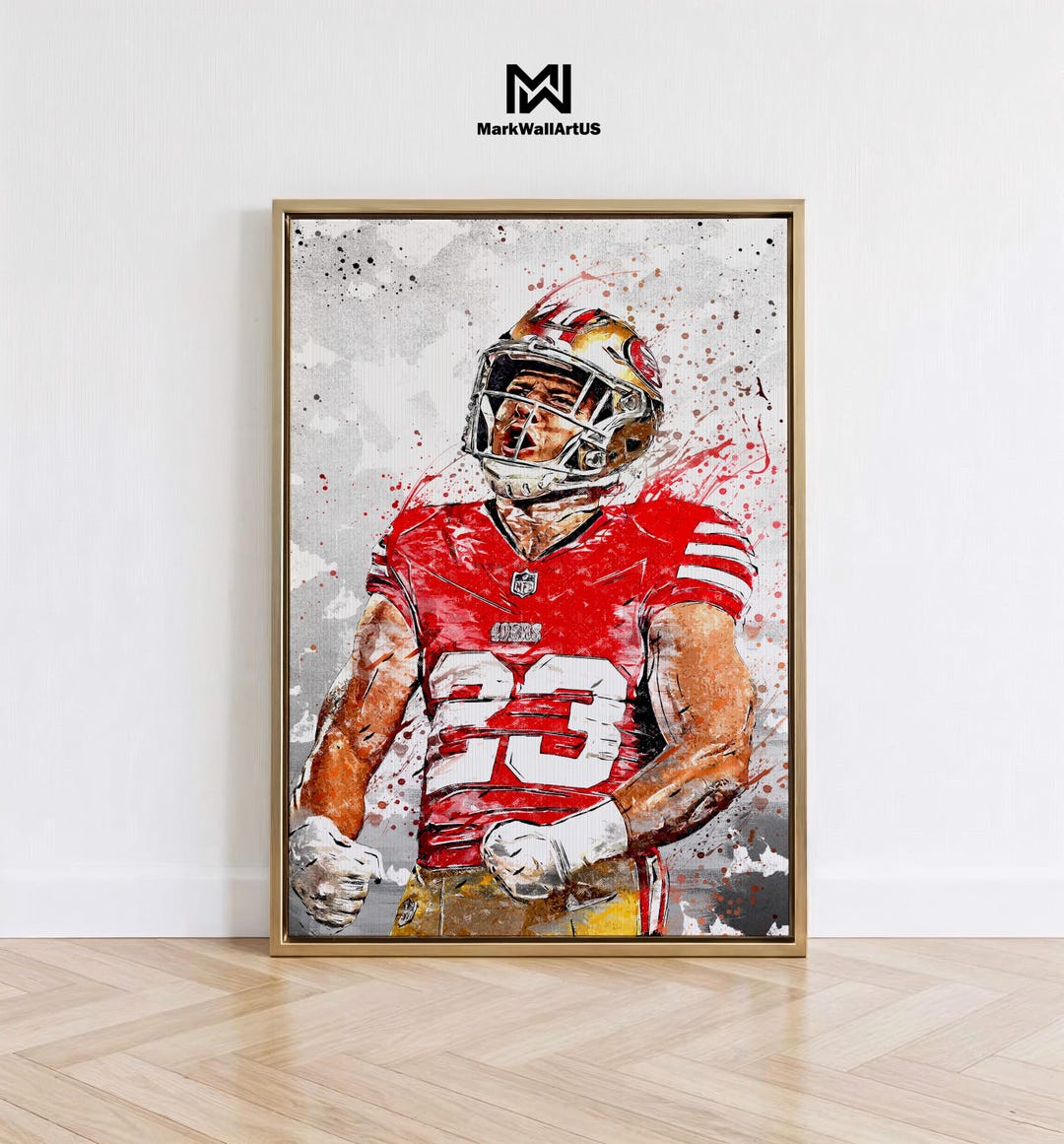 Christian Mccaffrey NFL Poster, San Francisco 49ers Framed Poster, Kids ...