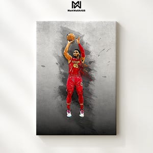 Donovan Mitchell Poster, Cleveland Cavaliers Canvas Print, Basketball Wall Art, Sports Home Decor, Cavaliers Fan Gift, NBA Framed Poster