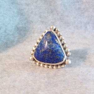 Lapis Ring, Sterling Silver Ring, Stone Ring, Triangle Ring