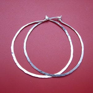 Silver Hoop Earrings, Sterling Silver Hoop Earrings, 1 1/2 Inch Silver Hoops, Classic Hammered SIlver Hoops, Hippie Hoops, Hoop Earrings