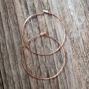 Copper Hoop Earrings, Copper Hoop Earrings, 1 1/2 Inch Copper Hoops, Classic Hammered Copper Hoops, Hippie Hoops, Hoop Earrings