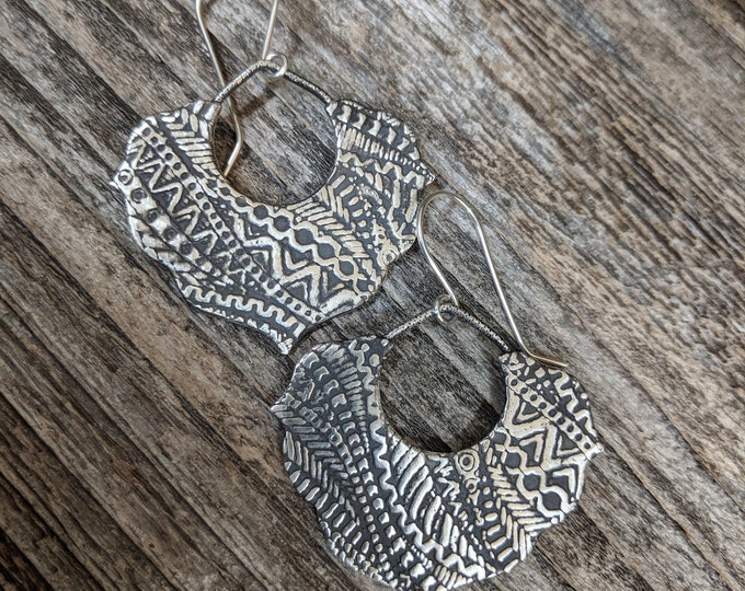 Boho Silver Dangle Earrings, Dangle Earrings, Fan Earrings, Silver Earrings, Boho Silver Earrings, Hippie Earrings, Sterling Silver Earrings