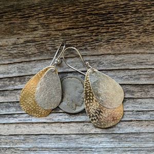 Handmade Mixed Metal Dangle Earrings: Sterling Silver & Brass