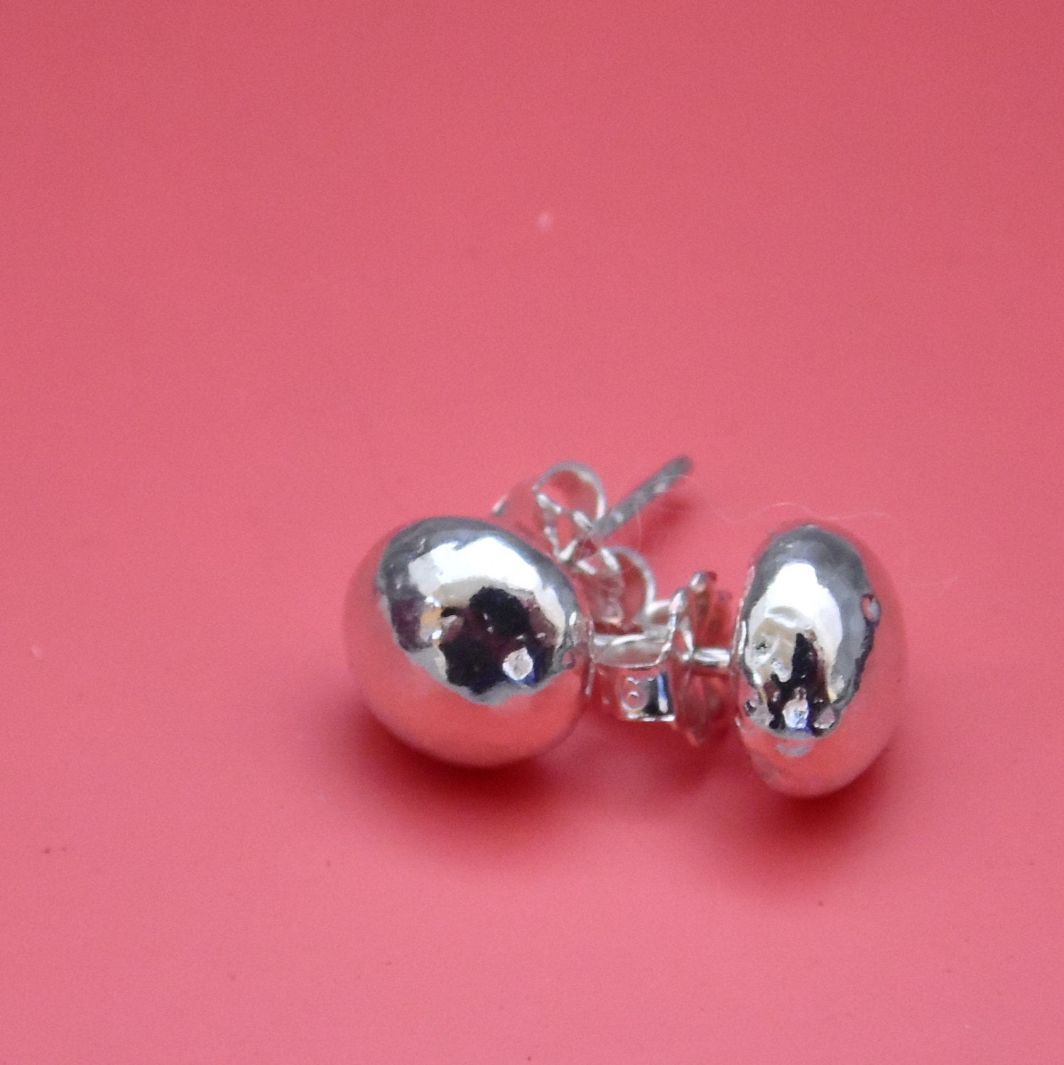 Classic Silver Ball Earrings Silver Nugget Stud Earrings - Etsy