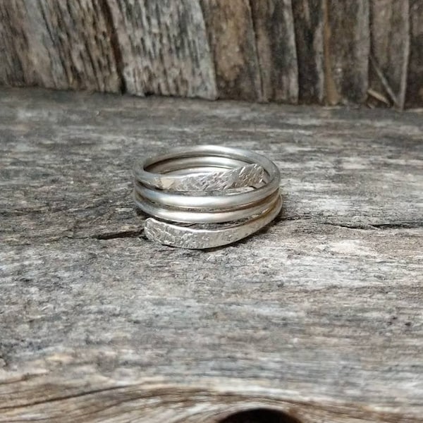 Bypass Ring, Sterling Silver Stacking Ring, Minimalist Jewelry, Name Ring, Handmade Jewelry