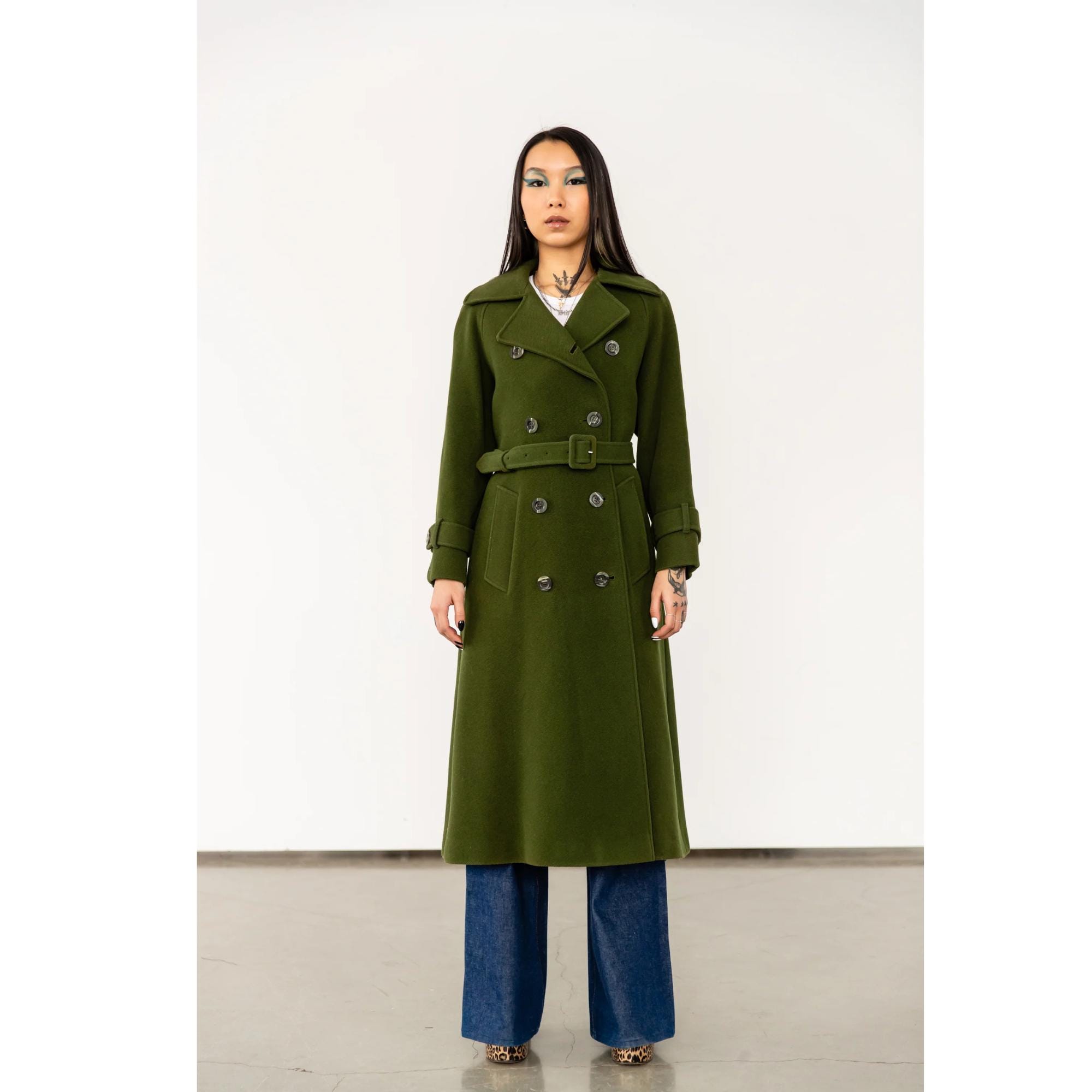Green Wool Coat Vintage Xs - Etsy
