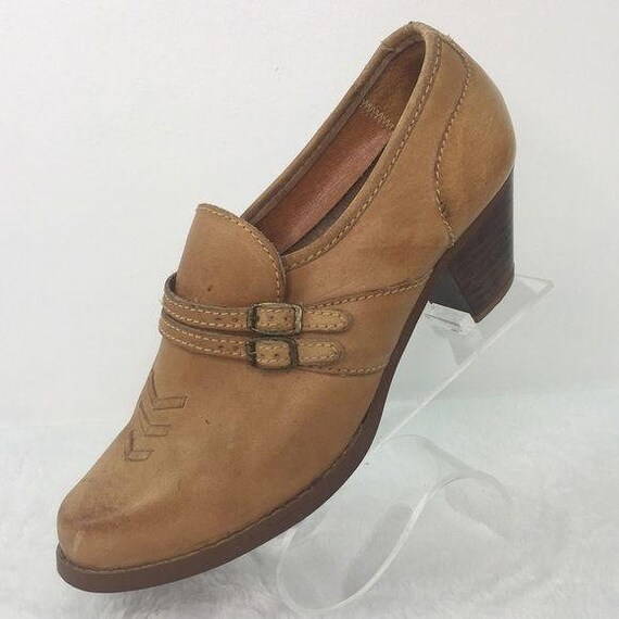 Womens Vintage Camel Leather Suede Boots With Frin Gem