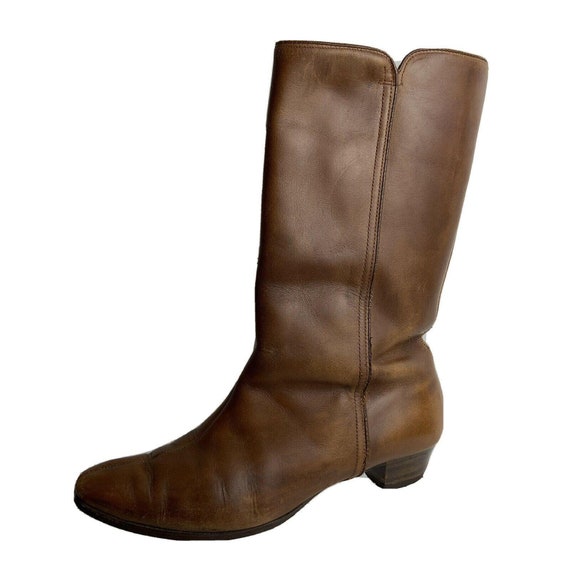 Vintage 60s 70s Sherpa Lined Leather Boots Womens