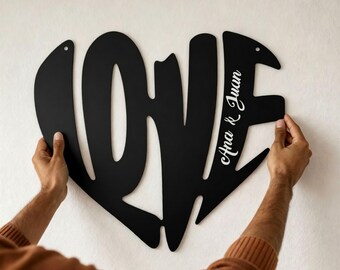 Personalized Love Metal Wall Art - Custom Couple Name Sign
